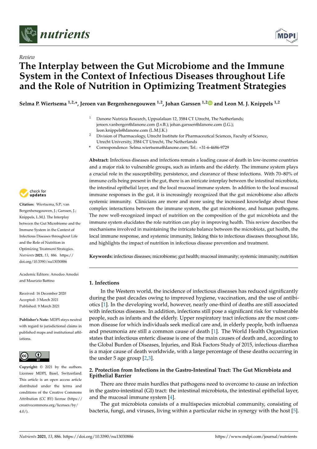 The Interplay Between the Gut Microbiome and the Immune