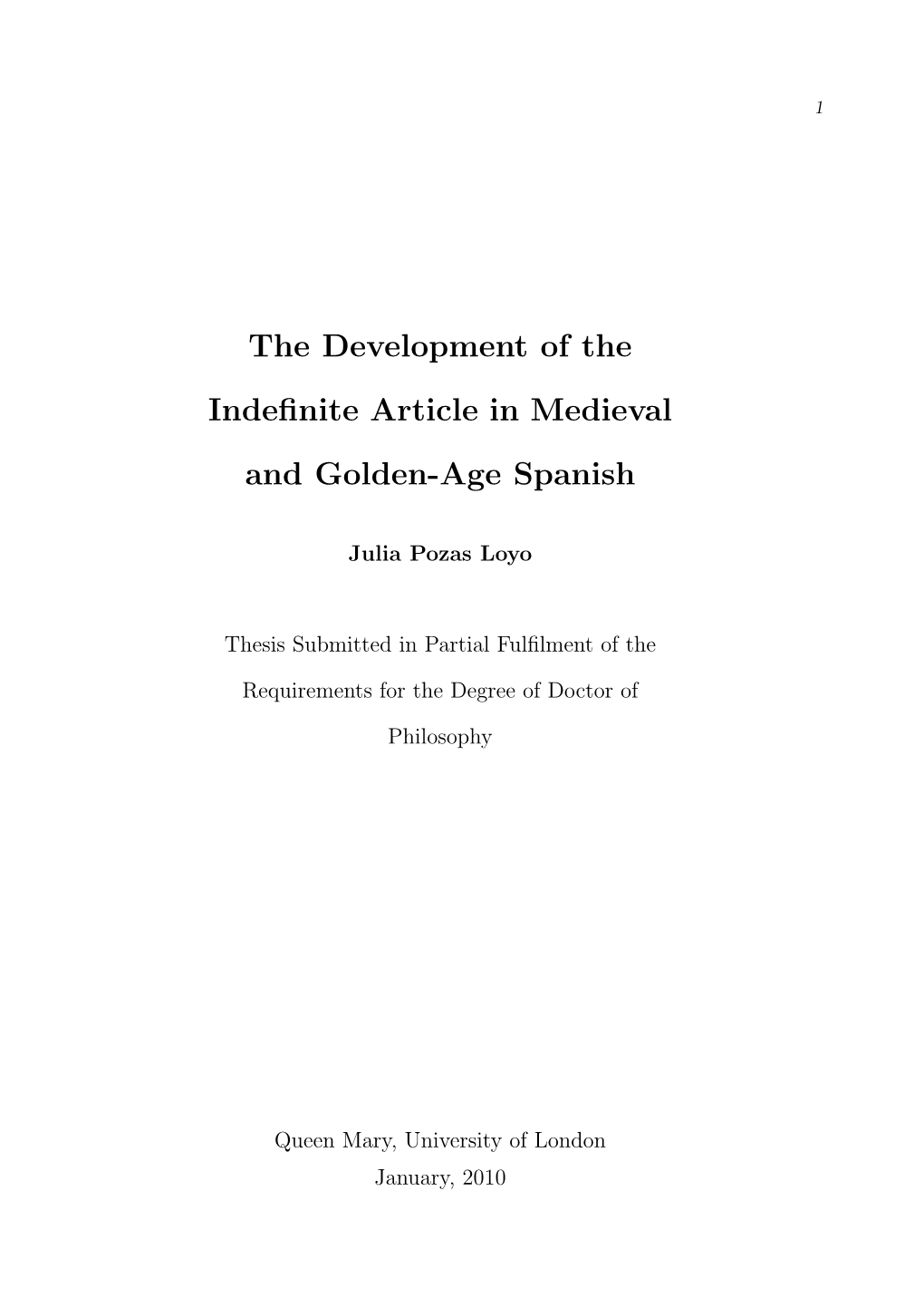 The Development of the Indefinite Article in Medieval