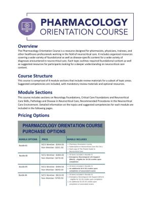 Overview Course Structure Module Sections Pricing Options