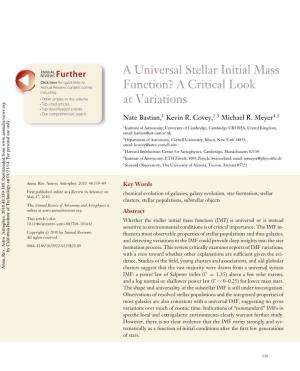 A Universal Stellar Initial Mass Function? a Critical Look at Variations