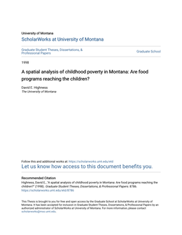 A Spatial Analysis of Childhood Poverty in Montana: Are Food Programs Reaching the Children?