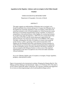 Agamben in the Ogaden: Violence and Sovereignty in the Ethio-Somali Frontier