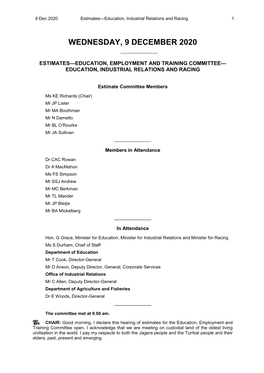 Estimates Committee Transcript