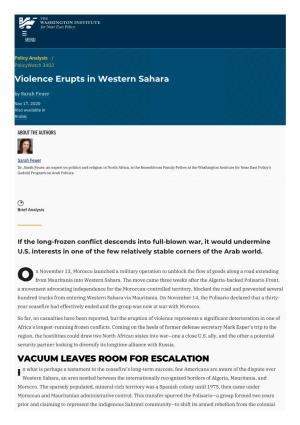 Violence Erupts in Western Sahara | the Washington Institute