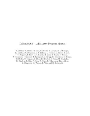 Dalton2018.0 – Lsdalton Program Manual