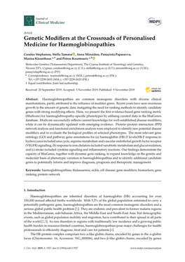 Genetic Modifiers at the Crossroads of Personalised Medicine for Haemoglobinopathies
