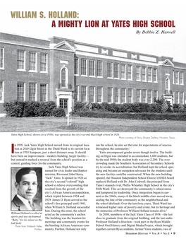 William S. Holland: a Mighty Lion at Yates High School by Debbie Z