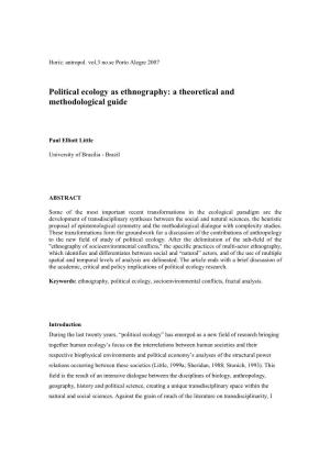 Political Ecology As Ethnography: a Theoretical and Methodological Guide