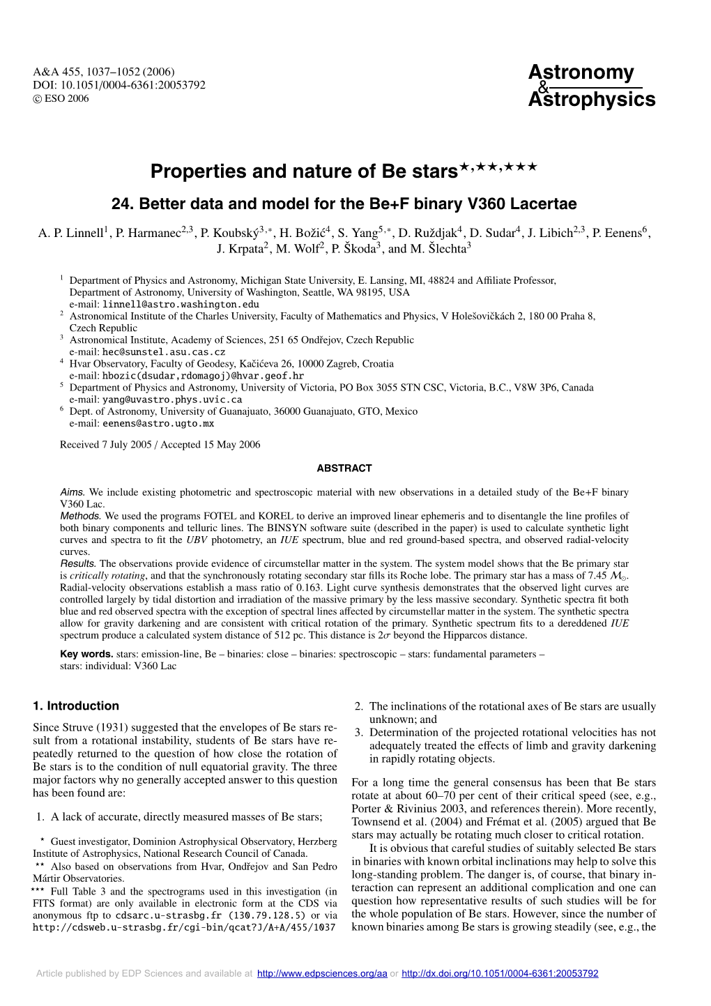 Properties and Nature of Be Stars�,��,��� 24