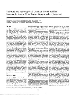 Structure and Petrology of a Cumulus Norite Boulder Sampled by Apollo 17 in Taurus-Littrow Valley, the Moon