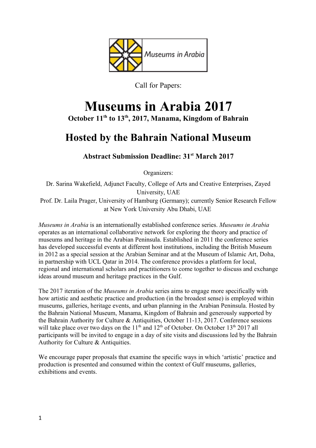 Museums in Arabia 2017