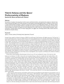 Valerie Solanas and the Queer Performativity of Madness Desireé D