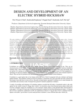 Design and Development of an Electric Hybrid Rickshaw