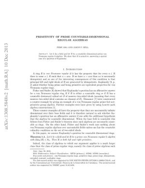 Primitivity of Prime Countable-Dimensional Regular Algebras 3