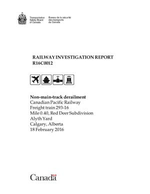 Railway Investigation Report R16c0012