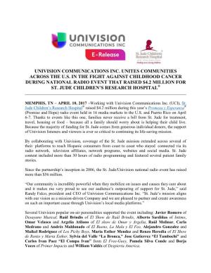 Univision Communications Inc. Unites Communities Across the U.S