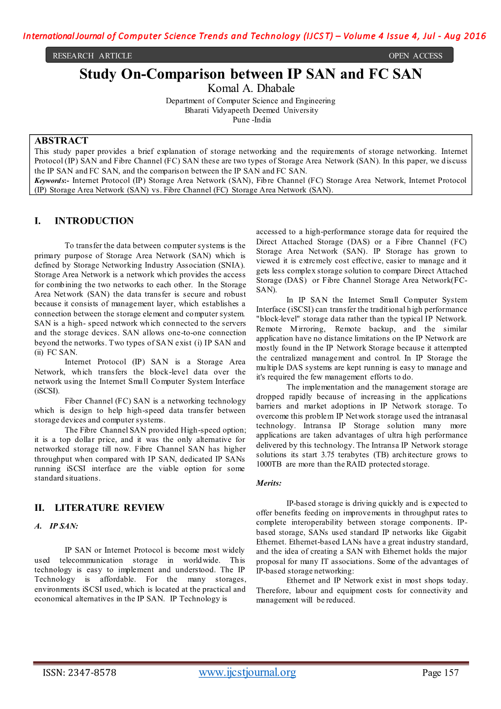 Study On-Comparison Between IP SAN and FC SAN Komal A