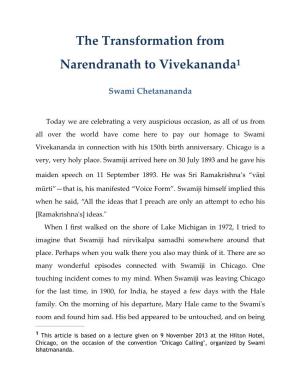 Transformation from Narendranath to Vivekananda’