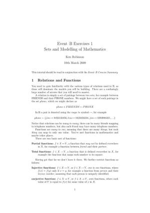 Event–B Exercises 1 Sets and Modelling of Mathematics