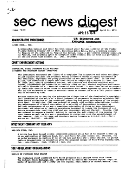 SEC News Digest, April 24, 1978