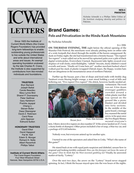 Brand Games: Polo and Privatization in the Hindu Kush Mountains