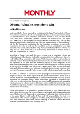 Obama! What He Must Do to Win by Noel Pearson