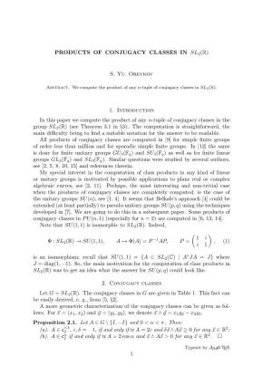 PRODUCTS of CONJUGACY CLASSES in SL2(R) S. Yu. Orevkov