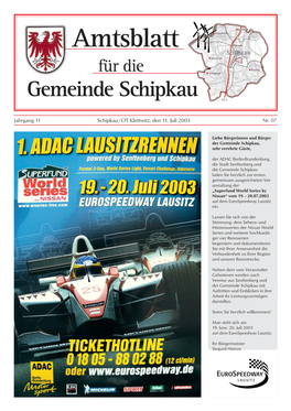 Amtsblatt Für Die Gemeinde Schipkau 07/03 1