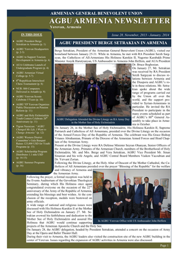 Agbu Armenia Newsletter Issue 28, November, 2013 - January, 2014