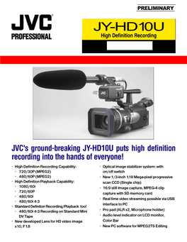JY-HD10U HDTV Camcorder New Product News