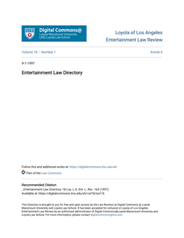 Entertainment Law Directory