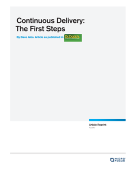 Continuous Delivery: the First Steps