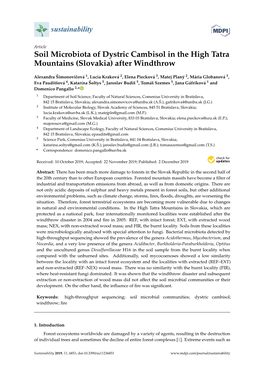 Soil Microbiota of Dystric Cambisol in the High Tatra Mountains (Slovakia) After Windthrow