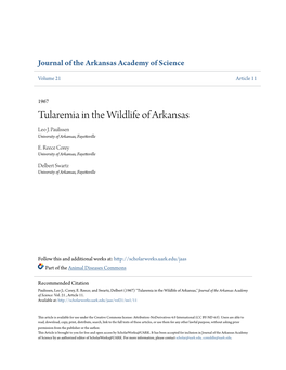 Tularemia in the Wildlife of Arkansas Leo J