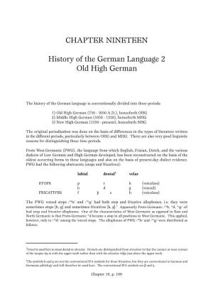 CHAPTER NINETEEN History of the German Language 2 Old High
