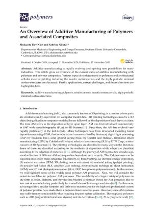 An Overview of Additive Manufacturing of Polymers and Associated Composites