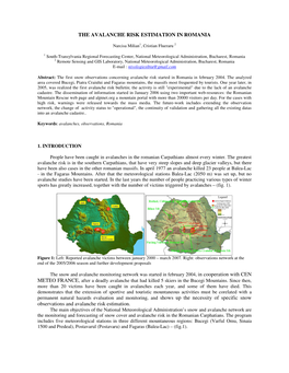 THE AVALANCHE RISK ESTIMATION in ROMANIA Observations And