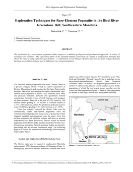 Exploration Techniques for Rare-Element Pegmatite in the Bird River Greenstone Belt, Southeastern Manitoba