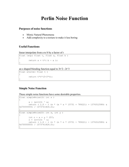 Perlin Noise Function