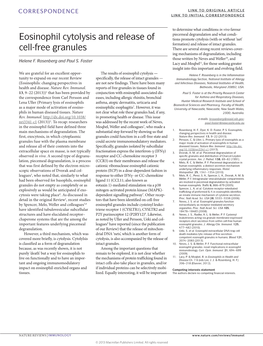 Eosinophil Cytolysis and Release of Cell-Free Granules