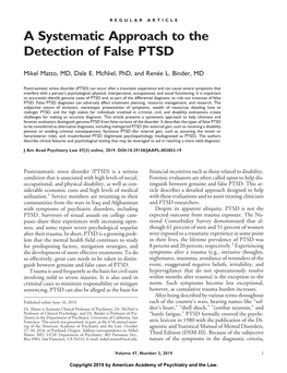 A Systematic Approach to the Detection of False PTSD
