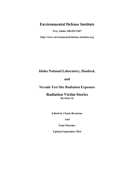 Environmental Defense Institute Radiation Victim Stories