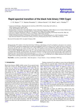 Rapid Spectral Transition of the Black Hole Binary V404 Cygni J