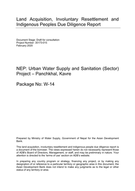 35173-015: Urban Water Supply and Sanitation (Sector) Project