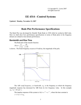 Bode Plot Performance Specifications