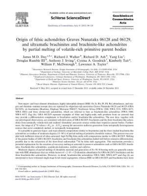 Origin of Felsic Achondrites Graves Nunataks 06128 and 06129, And