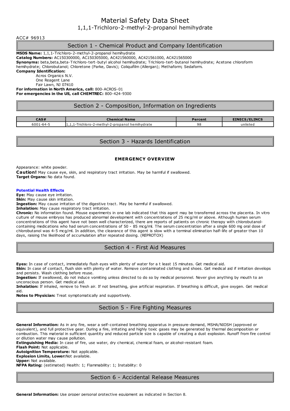 Material Safety Data Sheet