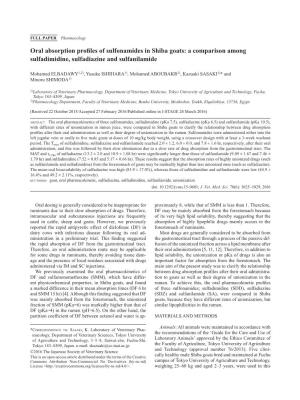 Oral Absorption Profiles of Sulfonamides in Shiba Goats: a Comparison Among Sulfadimidine, Sulfadiazine and Sulfanilamide