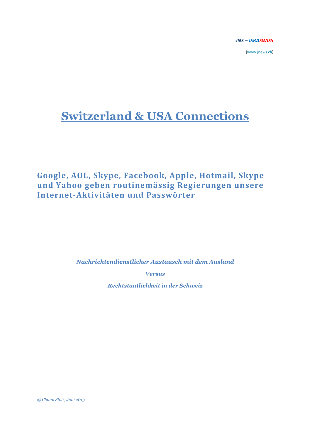 Switzerland & USA Connections