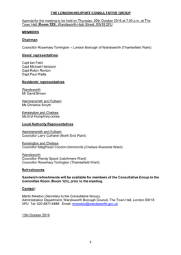 Agenda Document for London Heliport Consultative Group, 20/10
